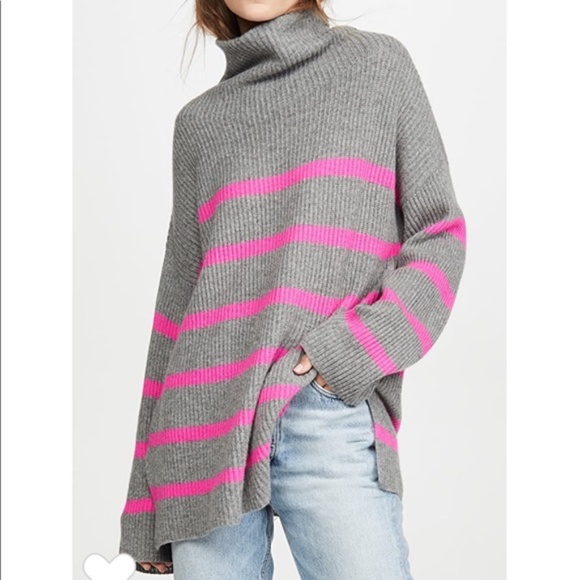 Autumn Cashmere Brenton Striped Funnel Neck sweater - Size M - Picture 1 of 8